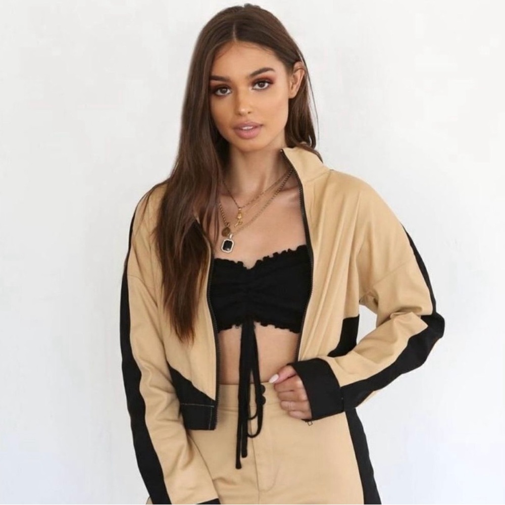 Tiger Mist Harley Tan and Black Bomber Jacket